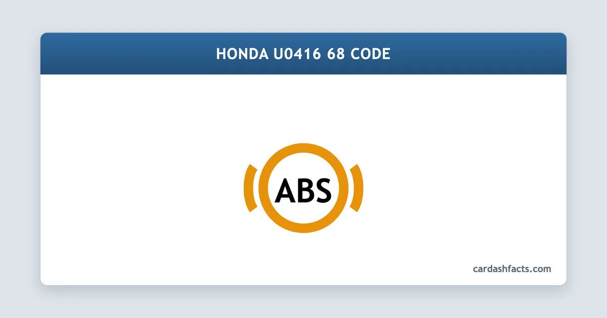 Honda U0416-68: Invalid Data from VSA Control Module Honda U0416 68 Code explained